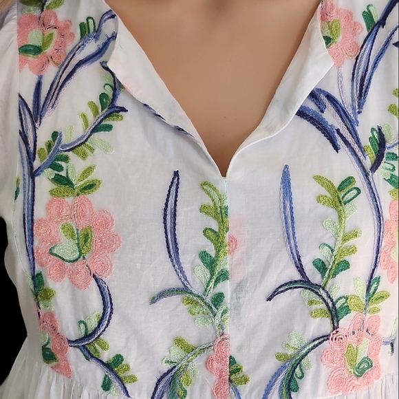 Hayden COTTAGECORE 100% Cotton Floral Embroidered White Dress, Small - Picture 6 of 11